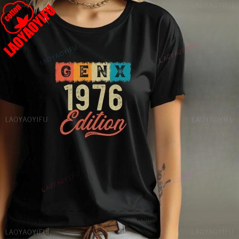 Nostalgia Gen X 1976 Year Edition Graphic Tee Shirt High Quality Cotton Vintage Classic Fashion Streetwear Crewneck Shortsleev