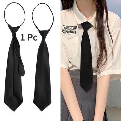 1 Pc Unisex Black Simple Clip On Tie Security Tie Uniform Shirt Suit Neckties Steward Matte Funeral Lazy Neck Ties Men Women Students