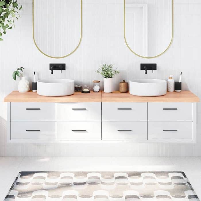VidaXL Light Brown Bathroom Countertop 220x50x6 Cm Treated Wood 3156182