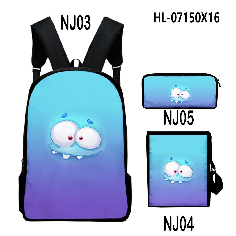 Novelty Classic Monster Face 3D Print 3pcs/Set pupil School Bags Laptop Daypack Backpack Inclined shoulder bag Pencil Case
