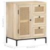 Sideboard 60x35x70 cm Solid Mango Wood and Wicker