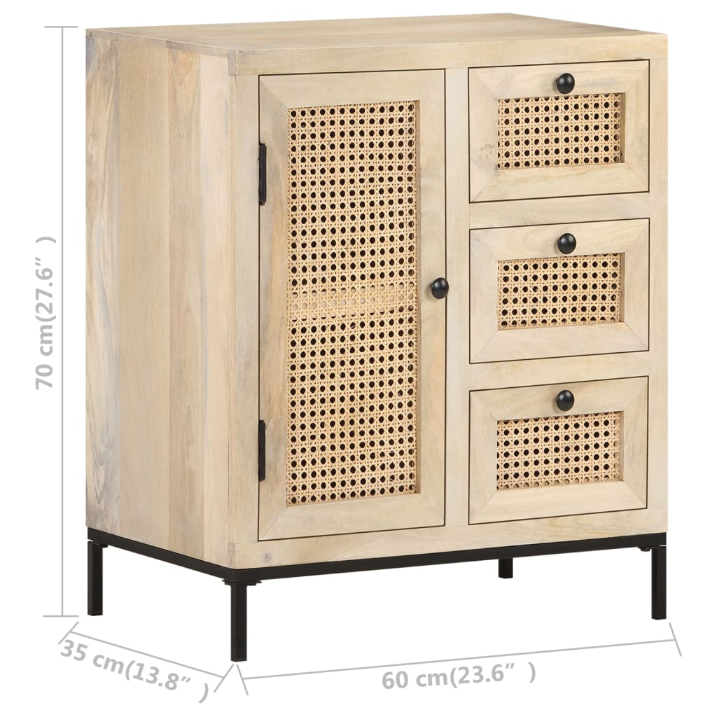 Sideboard 60x35x70 cm Solid Mango Wood and Wicker