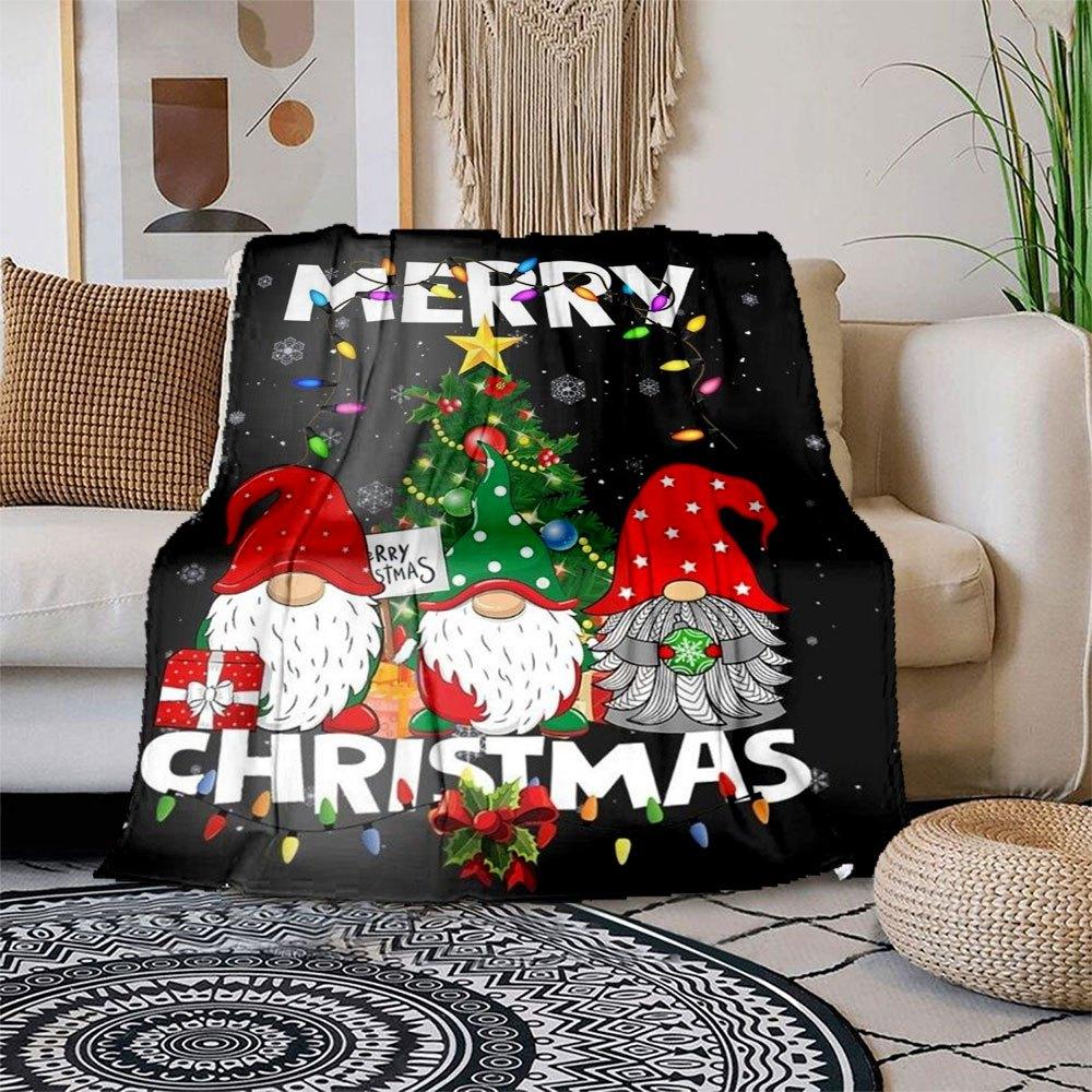 

Christmas Gnomes Merry Christmas PosterBlanket Flannel Throw Blanket for Sofa, Bed, Travel, Camping, Office 100x150cm