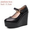 Fashion Genuine Leather Shoes Platform Wedges Mary Janes Women Autumn 2025 High Heels Pumps for Office Model