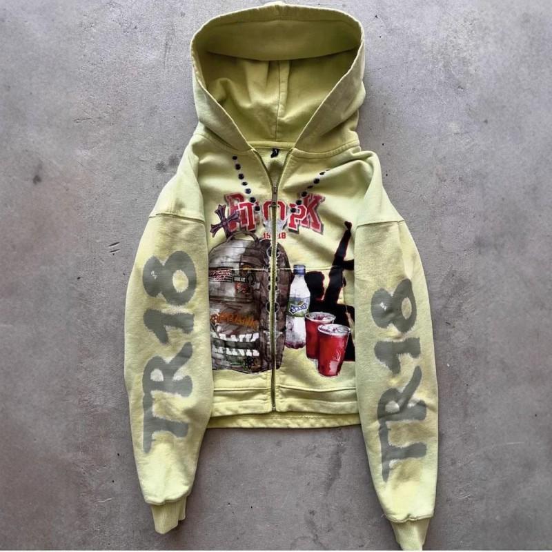 3D Digitale Print Kleurverloop Hoodie Unisex Streetwear Rits Sweatshirt Losse Pasvorm Lange Mouw