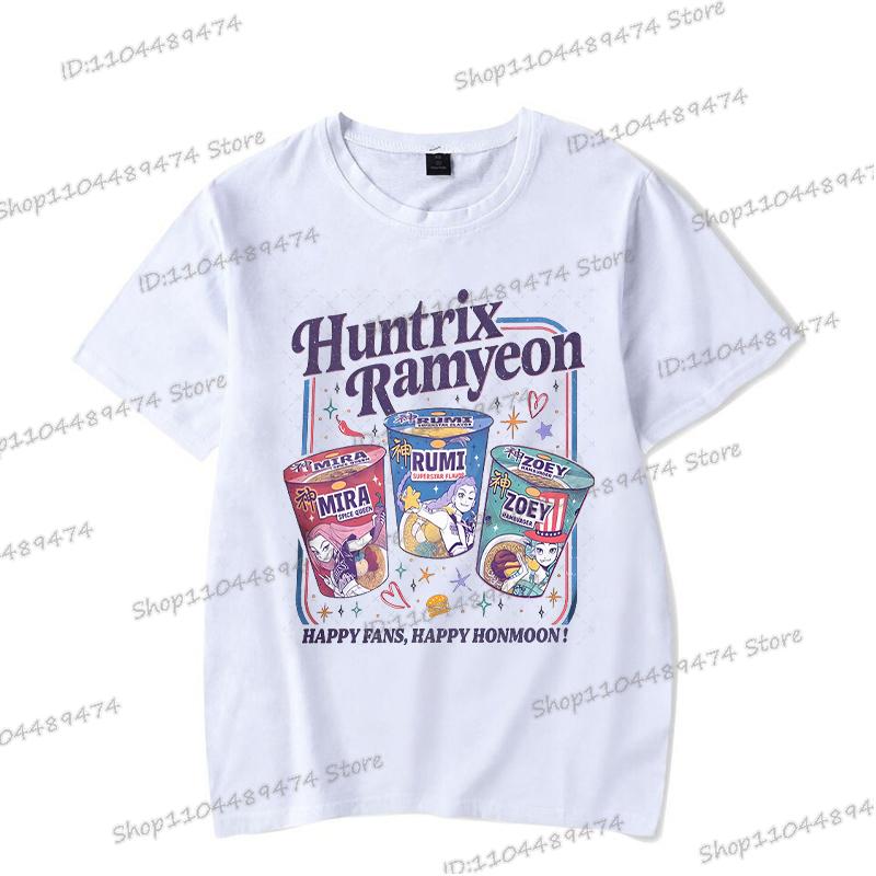 Summer New KPop Demon Hunters T-shirts Vintage Korean Ulzzang Anime Rumi Tiger Saja Boys Tshirts Hip Hop Streetwear Teenage