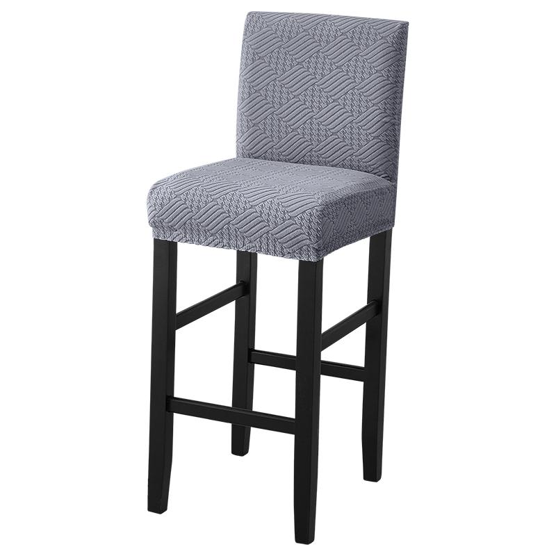 Jacquard Bar Chair Cover Short Back Scandinavian Stool Seat Covers Slipcovers Hotel Dining Small Size Solid Color Chair Case 1pc