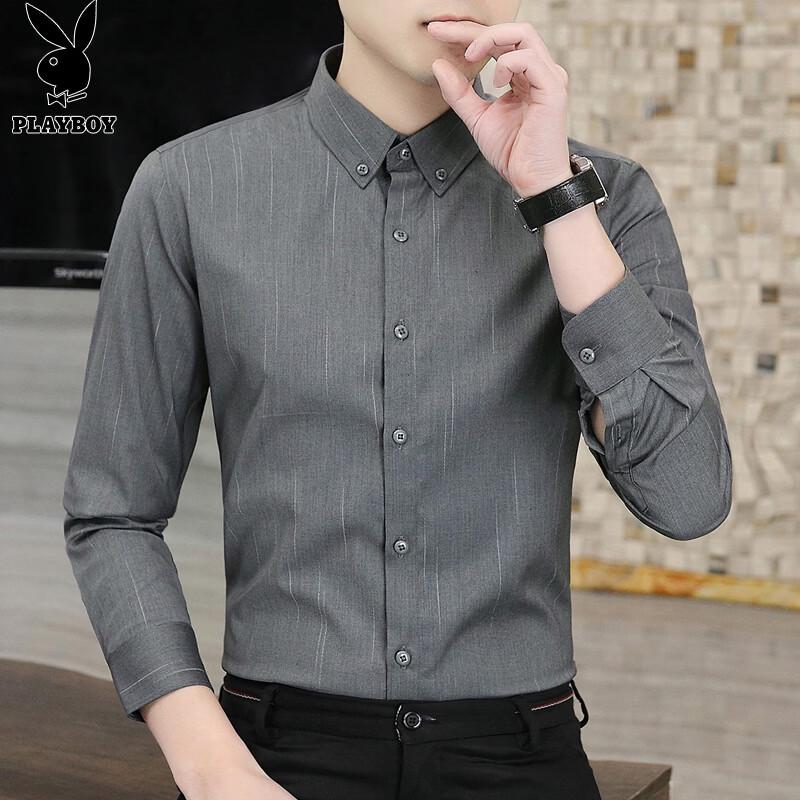 PLAYBOY Men s Long Sleeve Business Casual Shirt XL