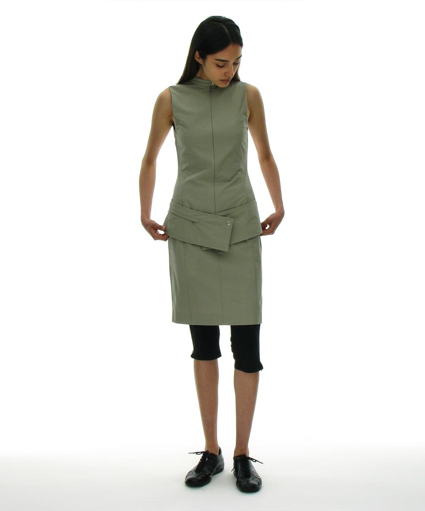 Partimento Woman Minimal Belted Dress_Light Khaki