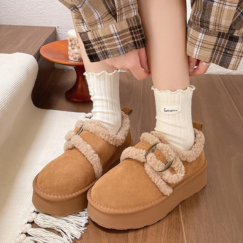 Fashion Loafers Winter Retro Women Snow Warm Suede Leather Lazy Boots Shoes Woman Lady Female Flat Bottine Botas Boots Mujer Shoes