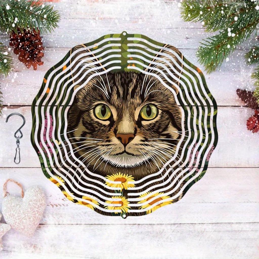 Metal Wind Chime Garden Decor Raccoon Cat Design Vibrant Colors No Batteries Needed for Patio Home Indoor Outdoor Decorative Gift