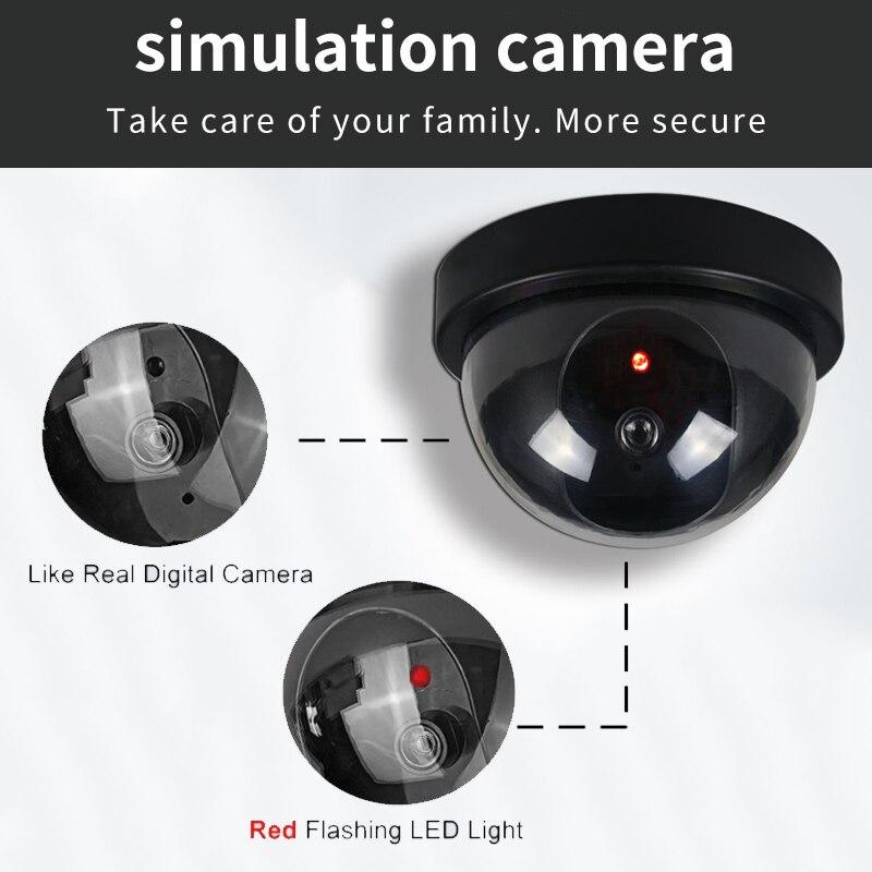 1PC Dummy Fake Camera with LED Red Light, Battery Operated, No Wiring Required, Indoor Outdoor Fake Dome Security Camera