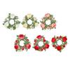 Pillar Candle Ring Artificial Wreath Pillar Candle Holder Greenery Rose Wreath for Easter Table Living Room Party Halloween