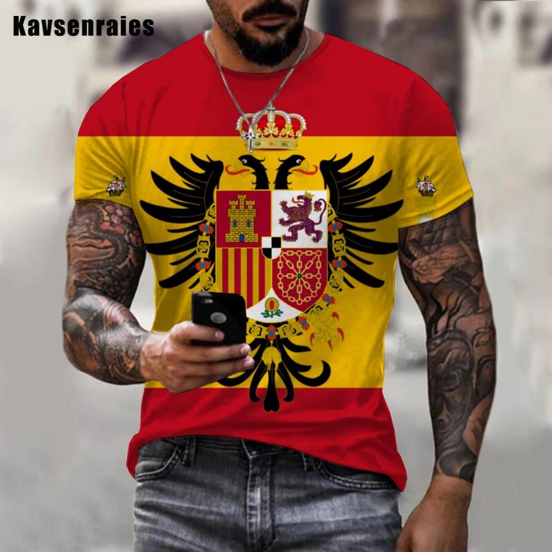 

Men s 3D Printed T-shirt with Spanish Flag Pattern 2XL