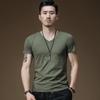 Men's Black V-Neck Slim Cotton T-Shirt - Short-Sleeved Summer Trend