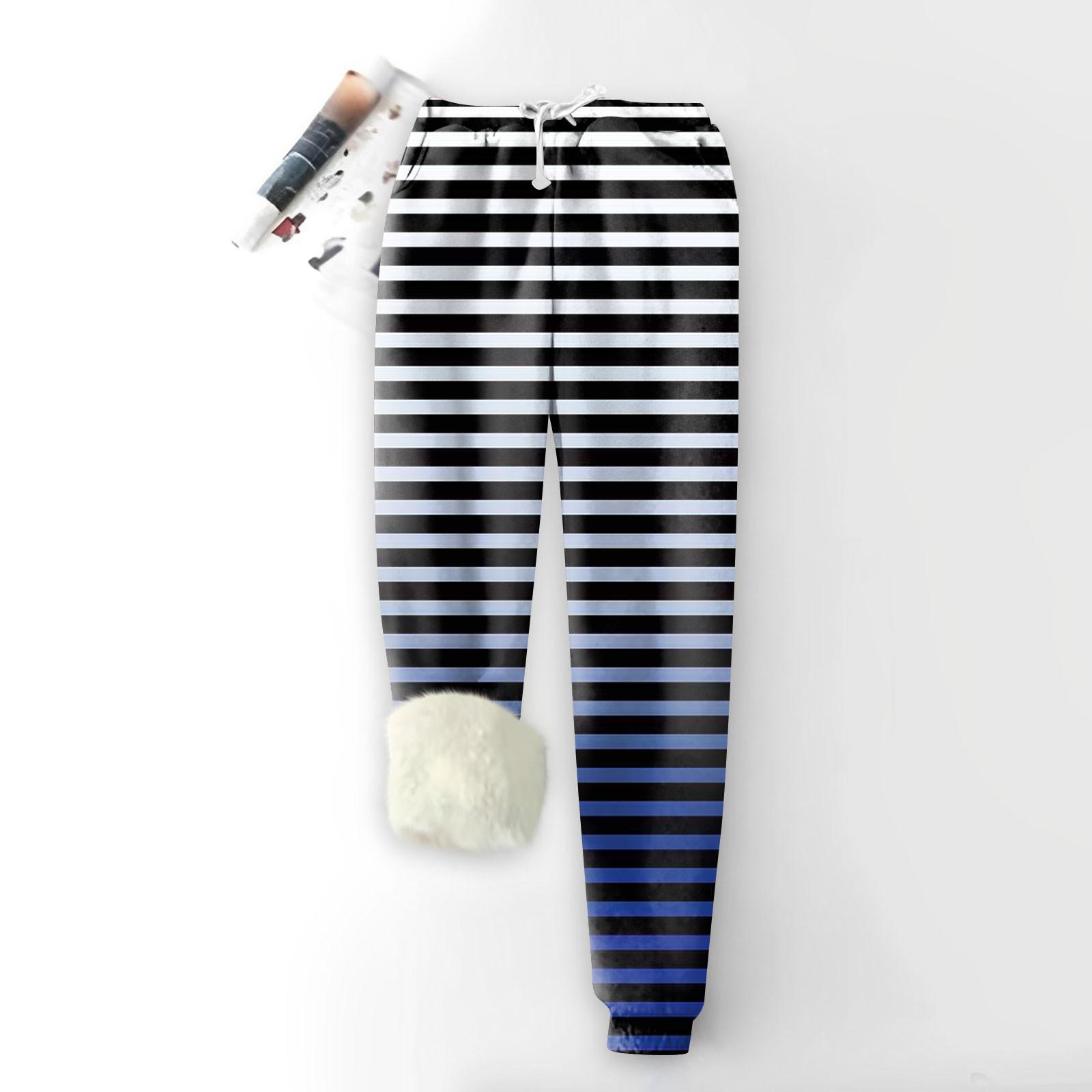 Женские модные спортивные свободные утолщенные теплые брюки из плотного флиса с принтом — фото 5