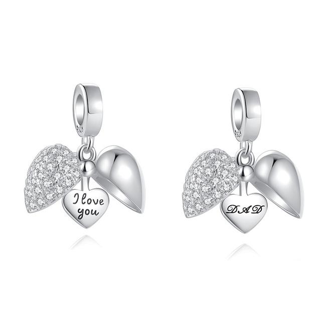 Summer New Open Heart I Love You Nan Dad Diy Bead Fit Original Charms Silver 925 Bracelet Jewelry Women Acessories