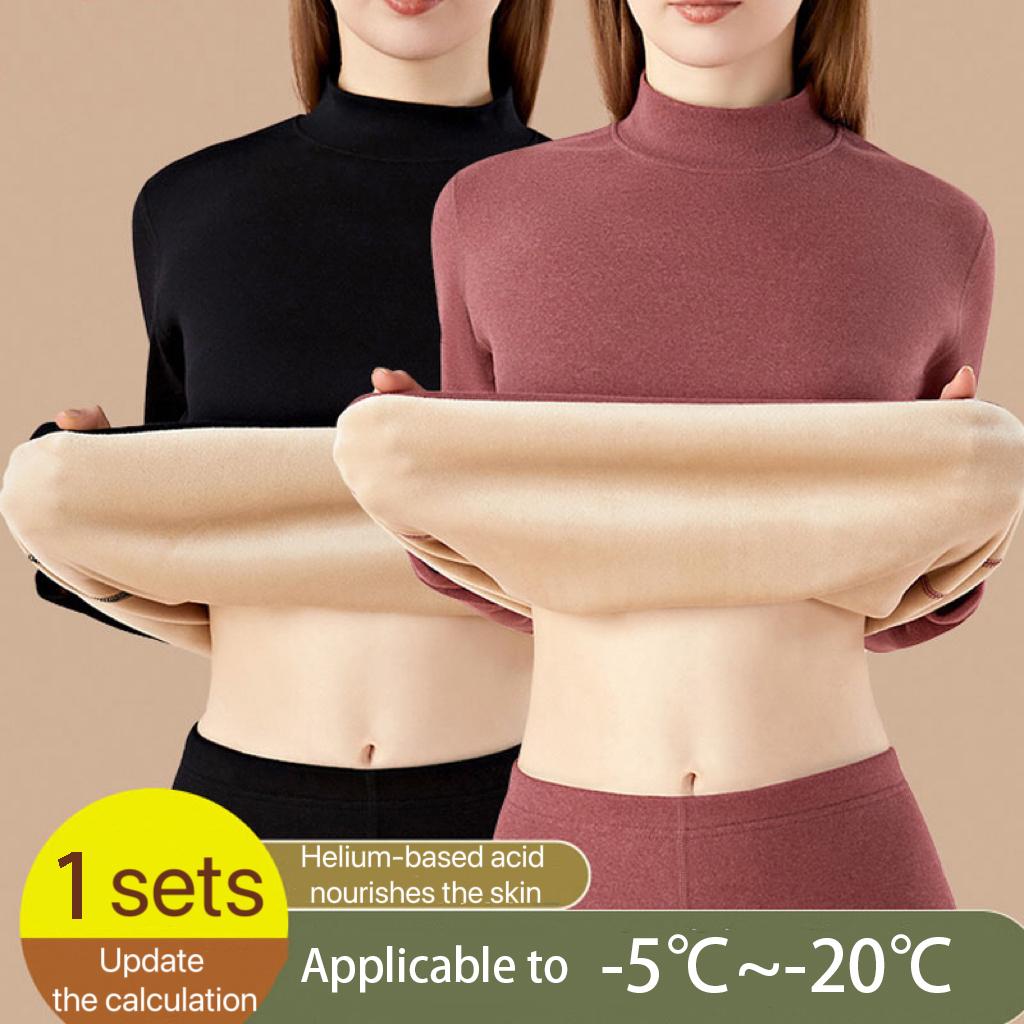 Winter Women's Set Ultra Thick Thermal Underwear Women Stand Collar Seamless Warm Lingerie  Long Sleeve Bottoming Thermal Clothing Sets