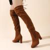 Plus Size Shoes for Women 35-43 Autumn Fashion Women High Heel Platform Pointed Toe Knee-high Boots Casual Women Boots