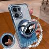 Glitter Magnetic Mirror Stand bracelet Holder Case For Samsung Galaxy A56 A36 A26 A16 A06 S25 S24 Ultra Plus Shockproof Cover