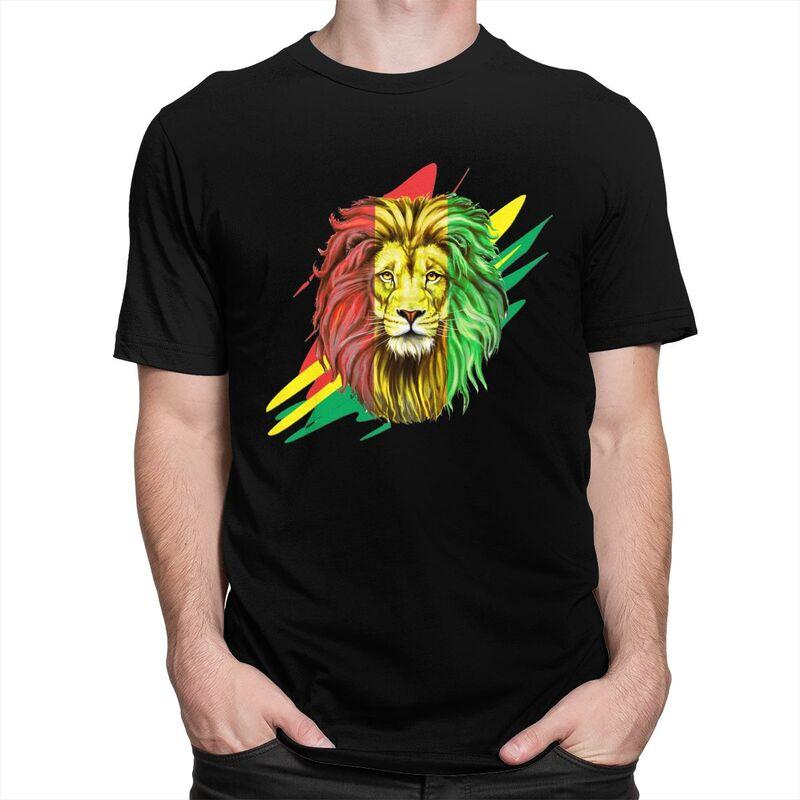 Custom Jamaica Flag Rasta Lion Tshirts for Men Short Sleeve T Shirt Fashion Jamaica Reggae Art Tshirt Slim Fit 100 Cotton Tees