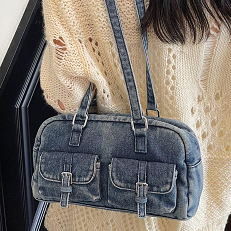 Retro Portable Bowling Bag Women's New Trendy Fashion Armpit Bag Large Capacity Simple Shoulder Bag