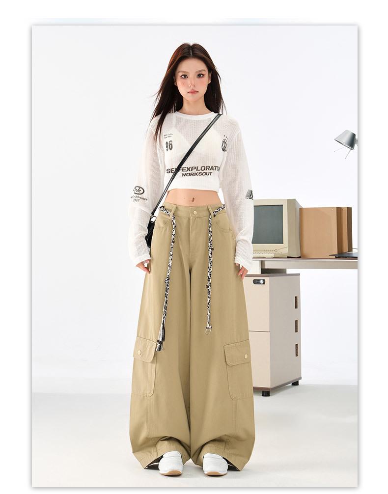 Women's Military Green Wide-Leg Jeans: Autumn Curved Knife Design, Loose Fit, Floor-Length Casual Workwear Pants.