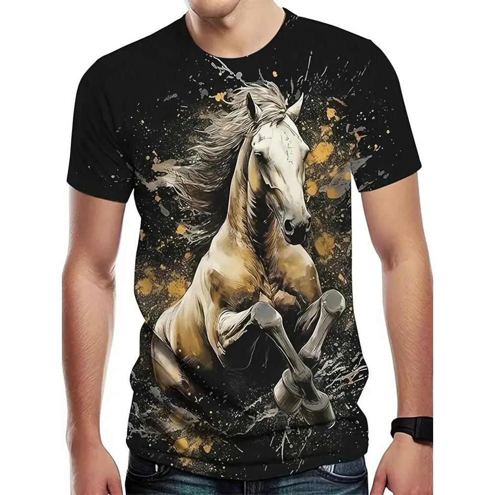 Summer Mens T-shirt Creative 3D Printed Short Sleeved T-shirt Fashionable Comfortable Soft Breathable Large Loose T-shirt