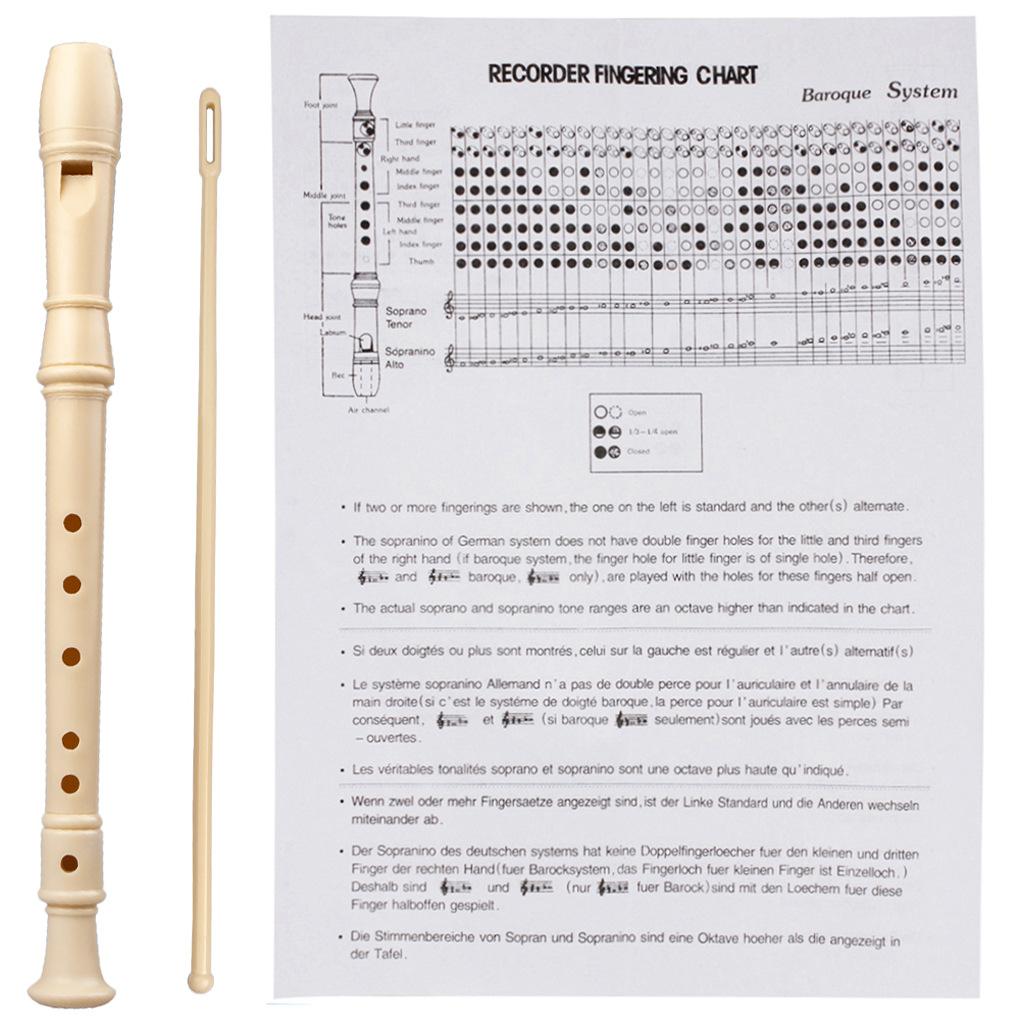 6-hole and 8-hole ABS Recorder for Students and Children Felt Pouch 8-hole German-style Soprano White Recorder