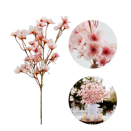 Artificial Peach Blossom Branches Decor No Withering Fake Flowers Silk Spring Faux Flowers Peach Bouquet for Home Living Room Bedroom