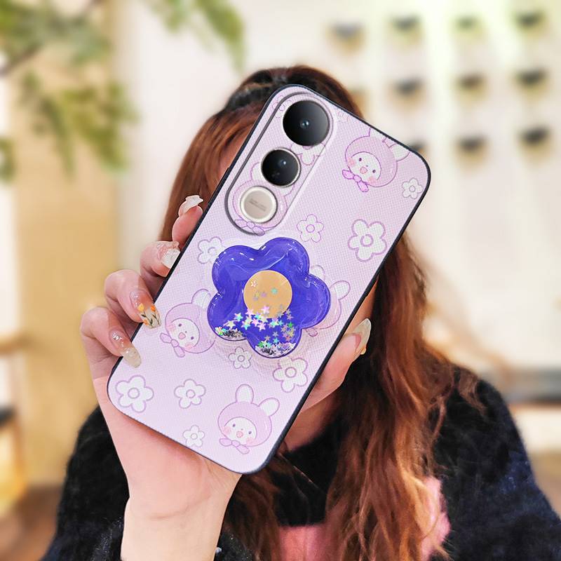 Fashion Design Dirt-resistant Phone Case For VIVO V50 Lite 5G Global Rotatable stand Quicksand Waterproof Cartoon TPU