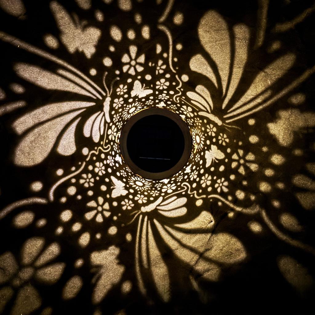 Butterfly Shadow Solar Light IP65 Waterproof Butterfly Solar Outdoor Lantern Metal Butterfly LED Lantern for Patio Lawn Pathway