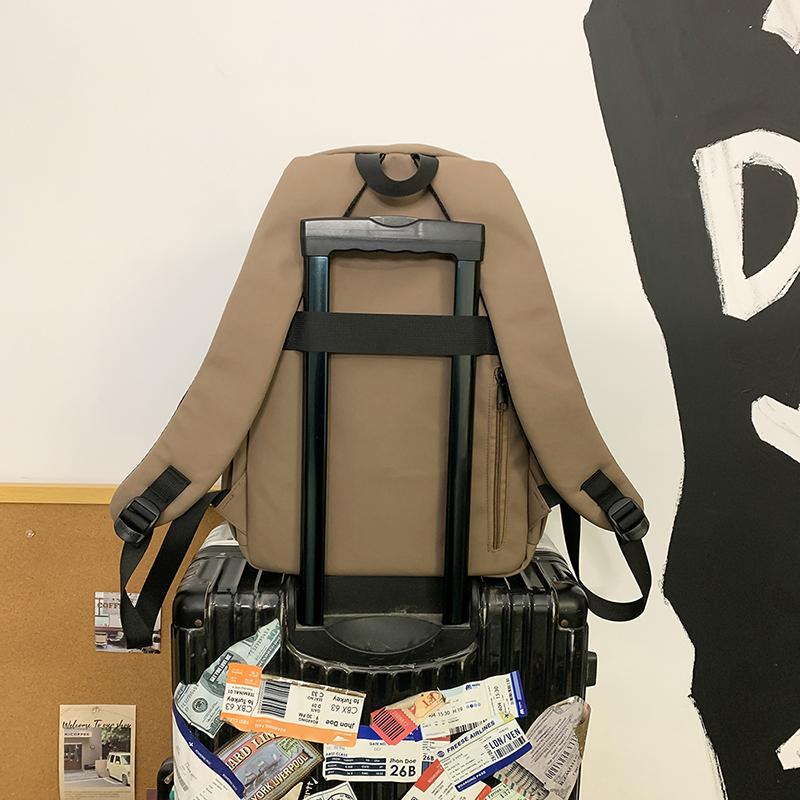 Men's Large Capacity Solid Color Backpack Women Travel Bag Junior High School Student Schoolbag