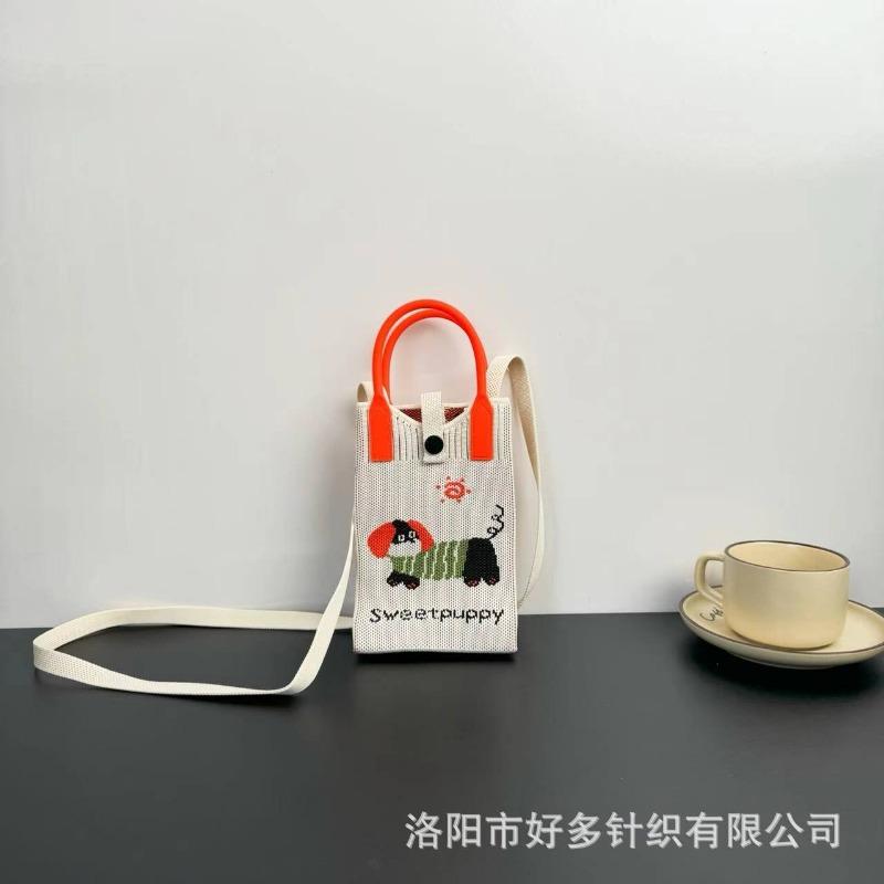 Premium Sense Ns Mobile Phone Bag New Cartoon Knitted Bag Dopamine Niche Versatile Messenger Shoulder Bag Handbag