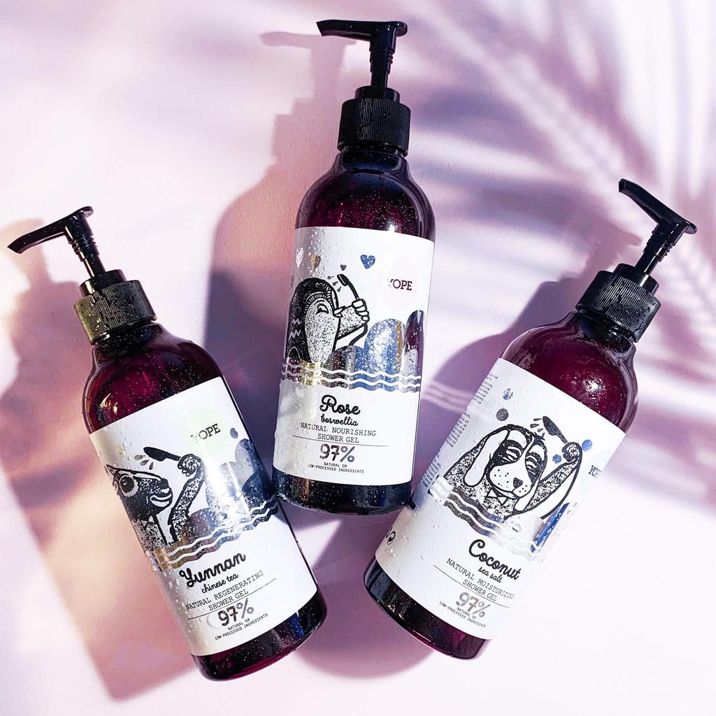 YOPE Natural Moisturizing Body Coconut Sea Salt For Dry Made with Natural Shower ECOCERT Soap, 400ml, & Scent, Skin, 97% Ingredients, Gel,