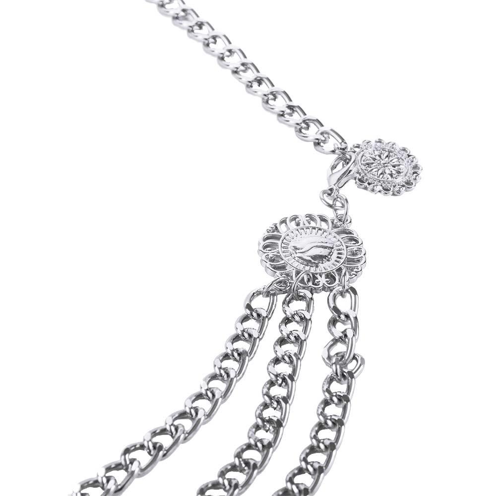 Round Pendant Tassel Sun Flower Adjustable Women Body Chain Aluminum Chain Waist Chain Metal Belts