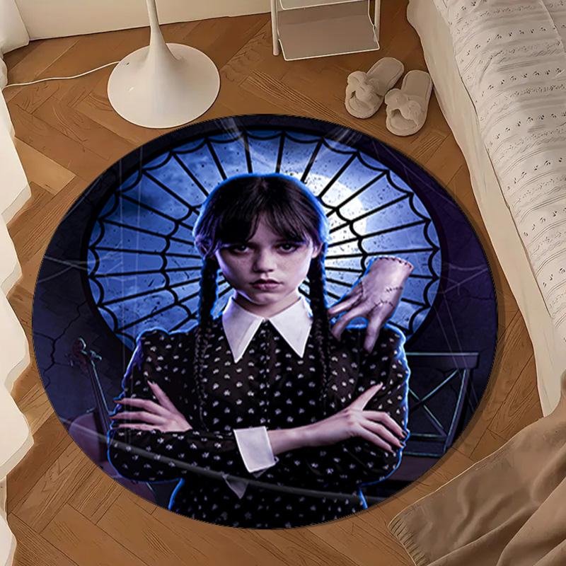 Wednes-day Gothic Family Reunion Round Rug for Livingroom,Bedroom, Palyroom, Chair Rug, Area Rug, Circle Carpet, Large Size Fan Christmas Gift