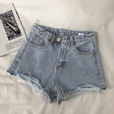Skinny Fashionable Versatile Jeans Women's Summer Thin Section Loose Wide-legged Broken Holes Burlap High-waisted Thin A-line Super Short Pants Sub