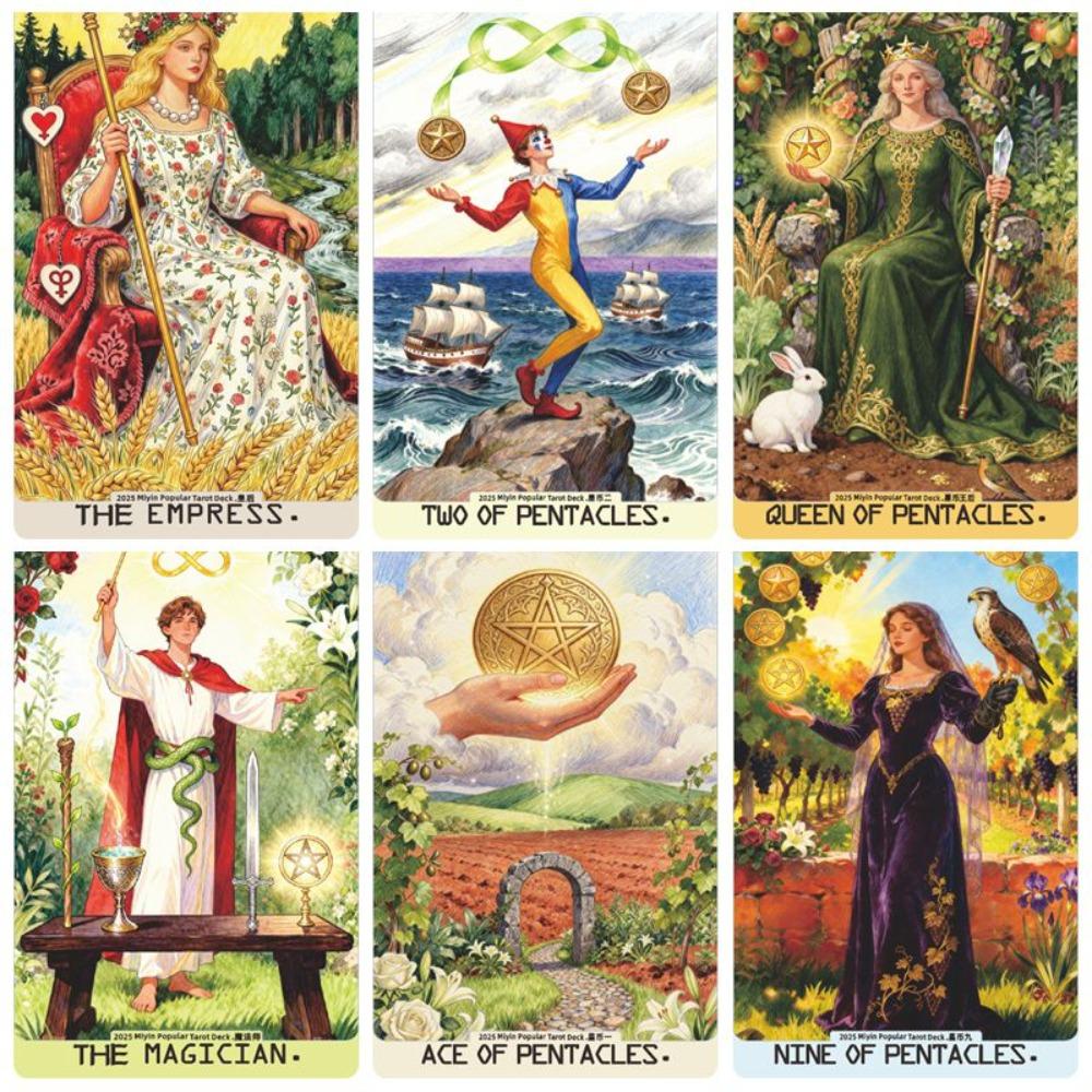 Tarot: Exquisite Painterly Illustration Deck - 78 Pcs Art Divination Cards 10.3*6cm - Tarot Gift Set for Witches