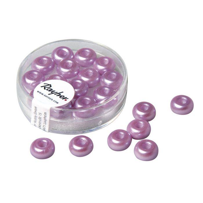 Perle en verre ciré Grand trou 9mm Orchidée 14 pièces