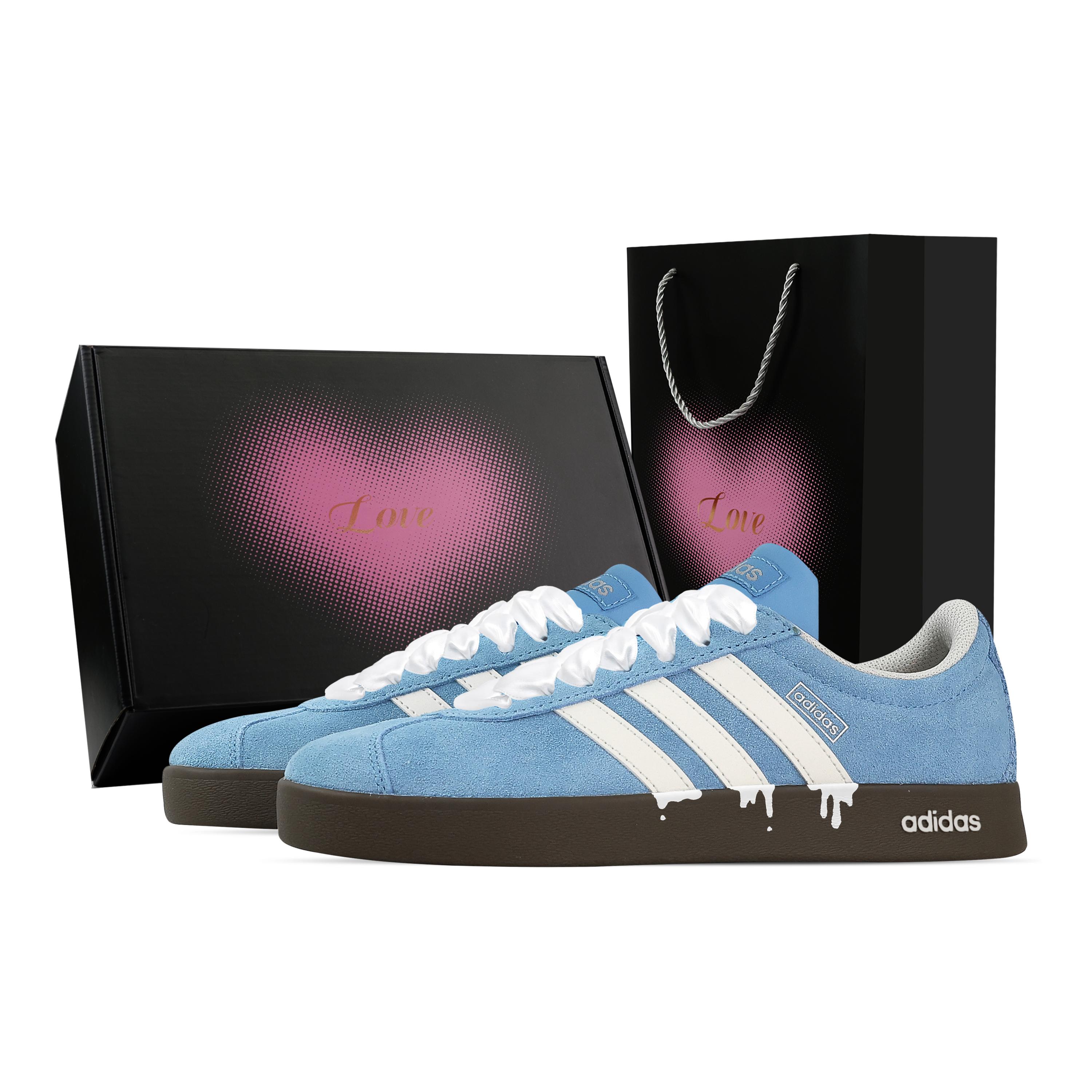 

Adidas VL COURT 2.0 Milk Blue Melting, Heart Box Low top German Army Trainers Unisex Blue White JI0496(Team529--) 40