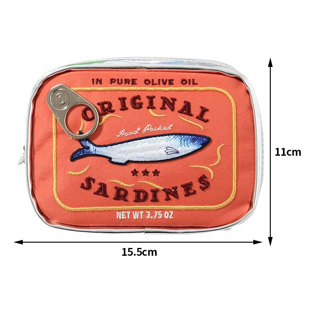 Canned Sardines Cosmetic Bag Women Travel Cute Toiletry Bag Creative Portable Fashion Zipper Makeup Pouch Handbags Beauty Bag