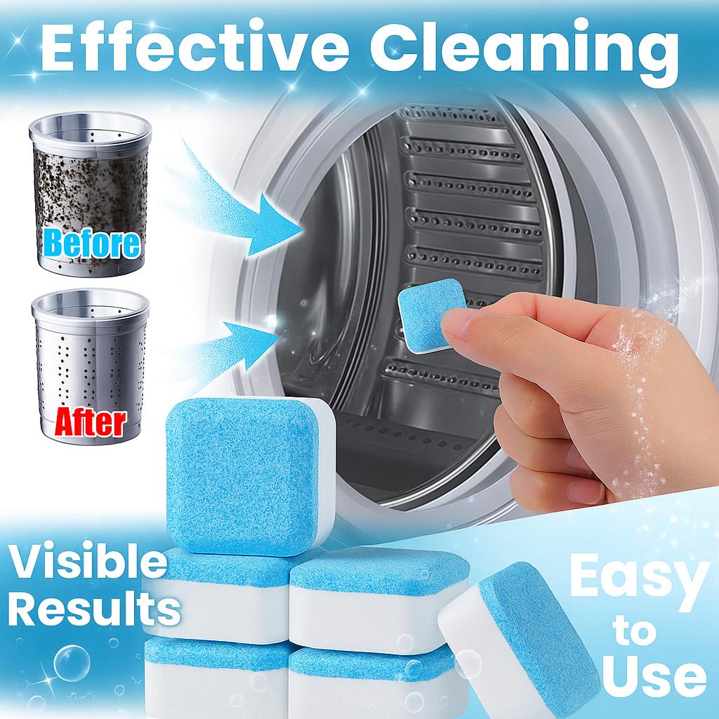 4 Pcs., Washing Machine Cleaner, Effervescent Tablets, Fungus Remover, Deodorant, Cleaning Agent, Tablets, Dirt Remover