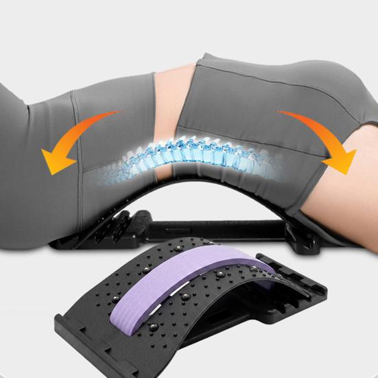 Yousheng Lumbar Stretcher Back Stretcher, Adjustable Lower Back Pain Relief Massager with Magnetic Therapy & Massage Points, Ergonomic 26 Curve Spine