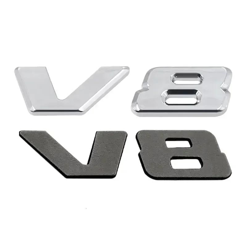 3D chromově černá V8 Logo Písmena Znak Odznak Nálepka na Blatník Auta Pro Mercedes Benz AMG GL ML SL 500 220 C63 S500 V8 Příslušenství