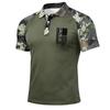 Men Short Sleeve Polo Shirt Button Down Printed Patchwork Design Classic Fit Lightweight Breathable Top