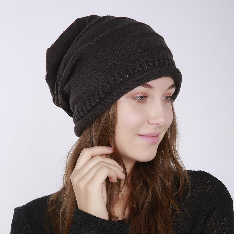 Pălărie subțire de lână tricotată orizontală plisată toamnă iarnă de damă