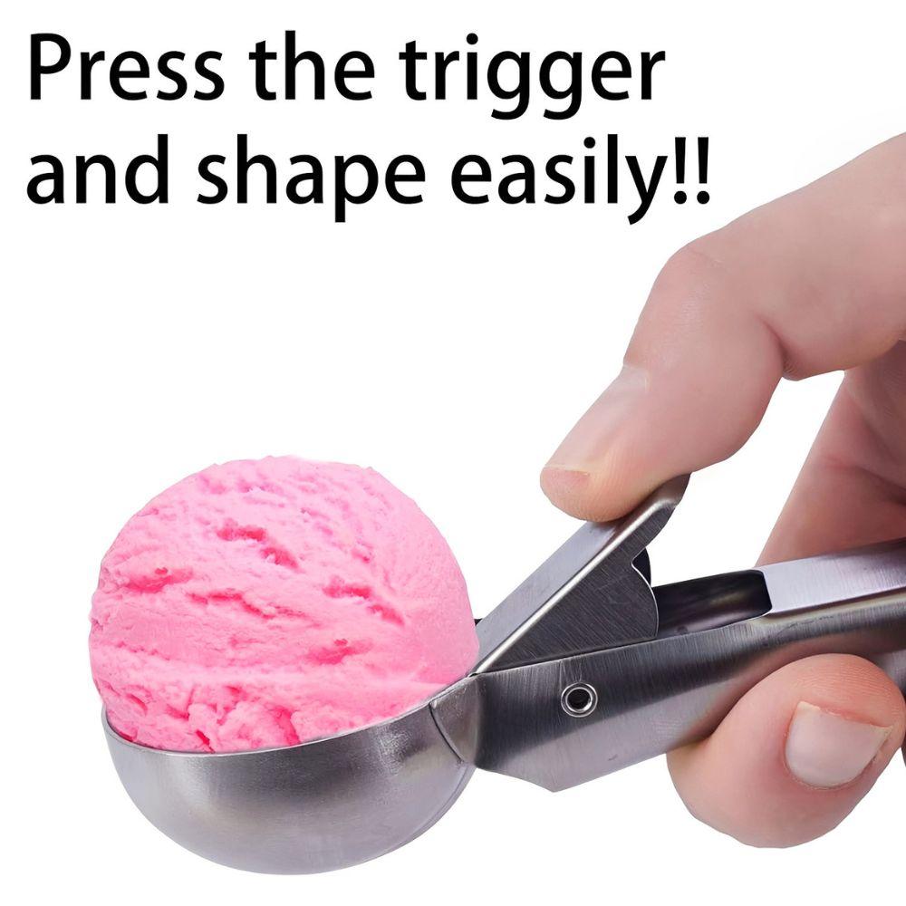 1pc Stainless Steel Trigger Ice Cream Scoop, Easy Release Ice Cream Scooper for Cookie Dough, Melon Ball YMY