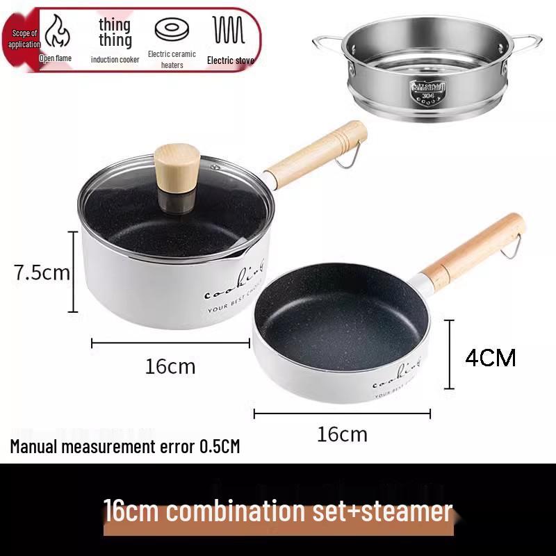 Sheng Bang Rong Non-Stick Flat-Bottom Frying Pan with Maifan Stone for Mini Induction Cookers