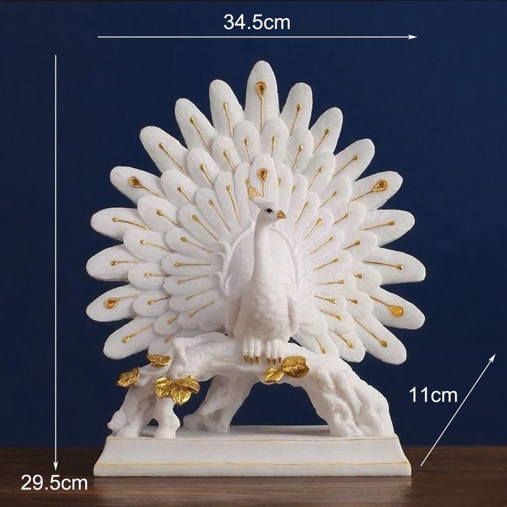 Europe Blanc Luxe Sculpture Paon Résine Ornements Maison Salon Hall Figurines Artisanat Hôtel Bureau Bureau Statue Décoration